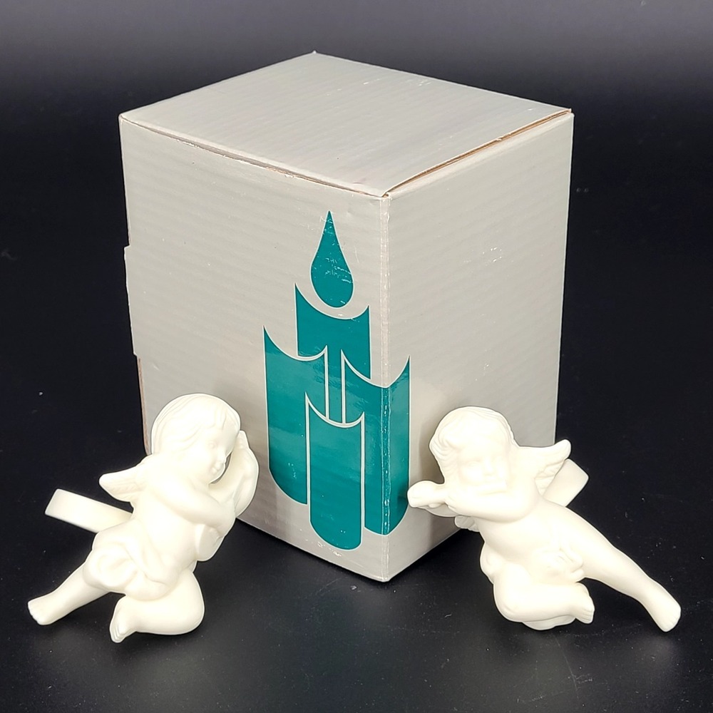 Partylite Cherub Taper Candle Huggers Followers Angel Climbers White NIB P0190